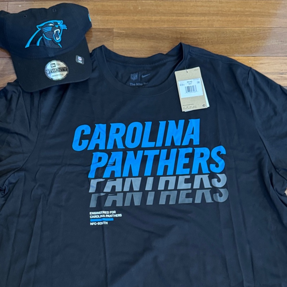 NFL Carolina Panthers Nike XXL Tee and adjustable New Era Hat NWT